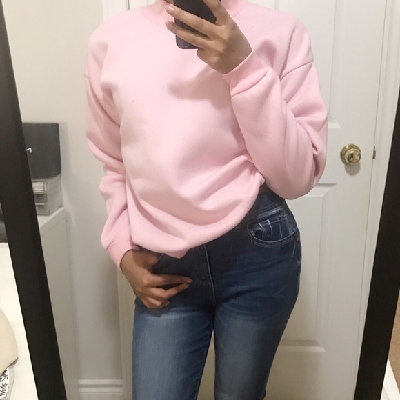 Baby Pink Mock Neck Comfy Sweatshirt - Picture 2 of 3